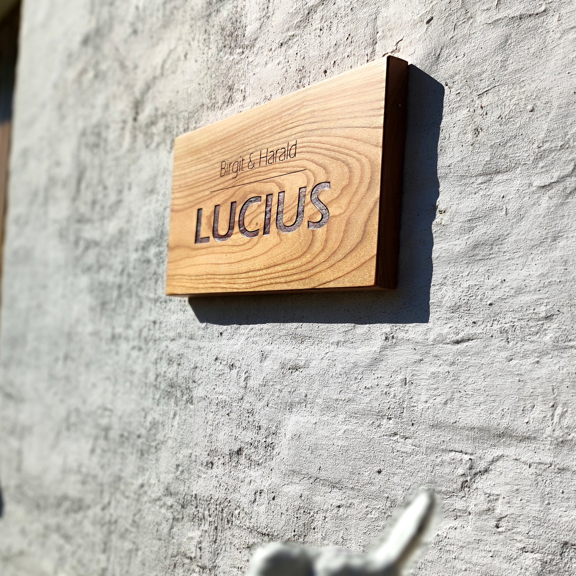 Haustürschild (40x20cm), Willkommen, Türschild personalisiert, Eingangsschild, Eiche  Kirsche Holzschild, Namensschild Haustür.