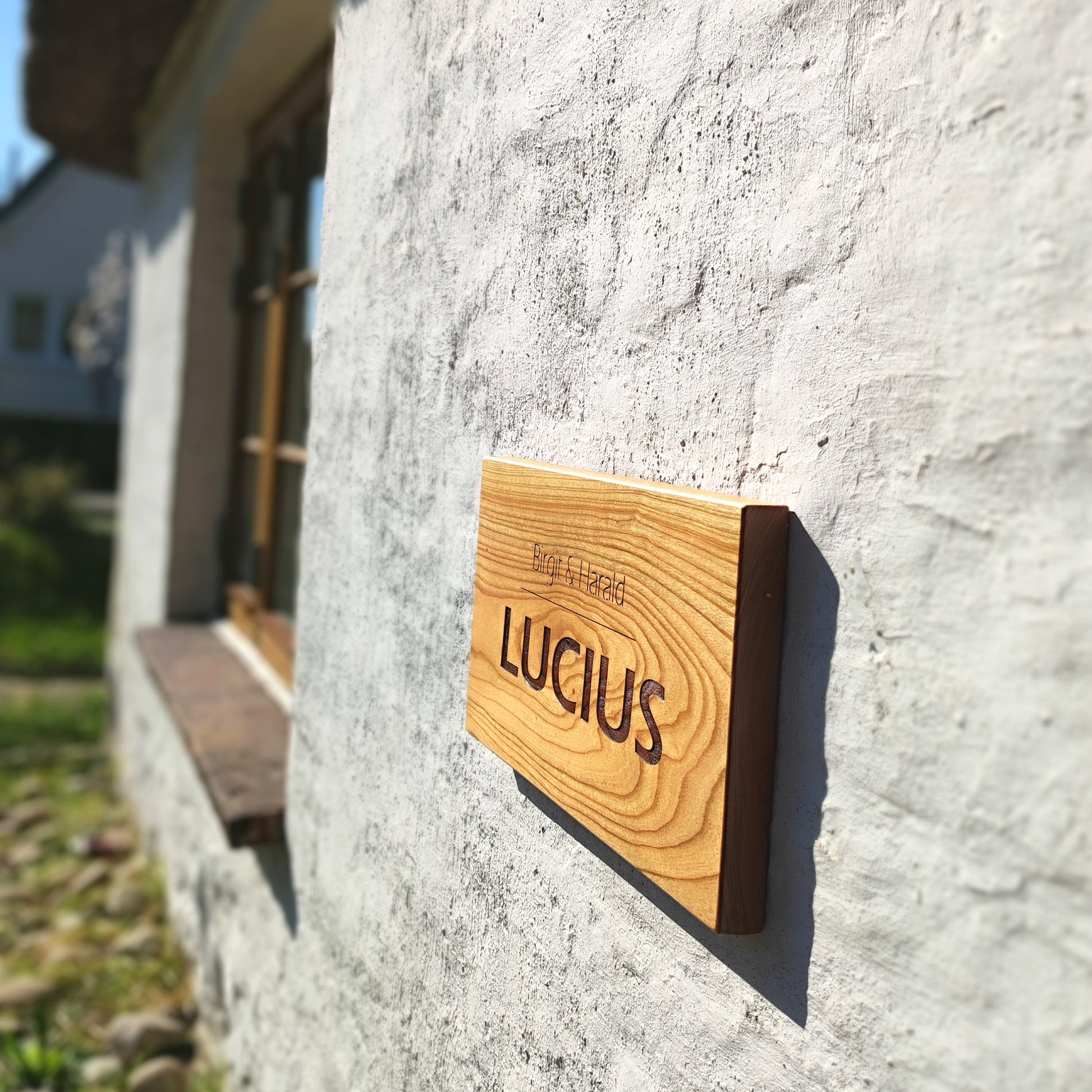 Haustürschild (40x20cm), Willkommen, Türschild personalisiert, Eingangsschild, Eiche  Kirsche Holzschild, Namensschild Haustür.