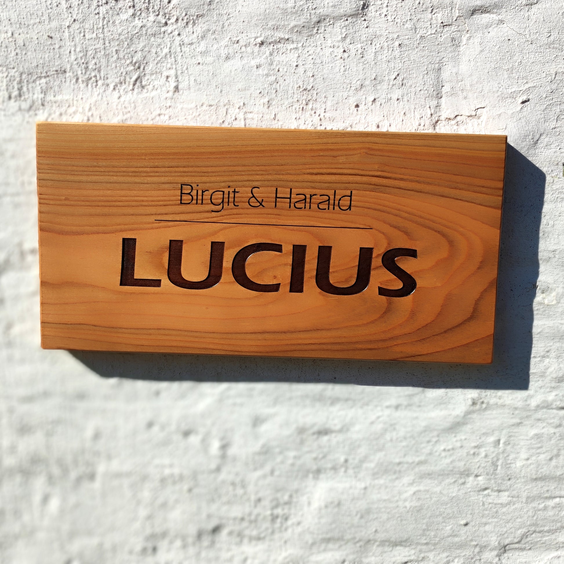 Haustürschild (40x20cm), Willkommen, Türschild personalisiert, Eingangsschild, Eiche  Kirsche Holzschild, Namensschild Haustür.
