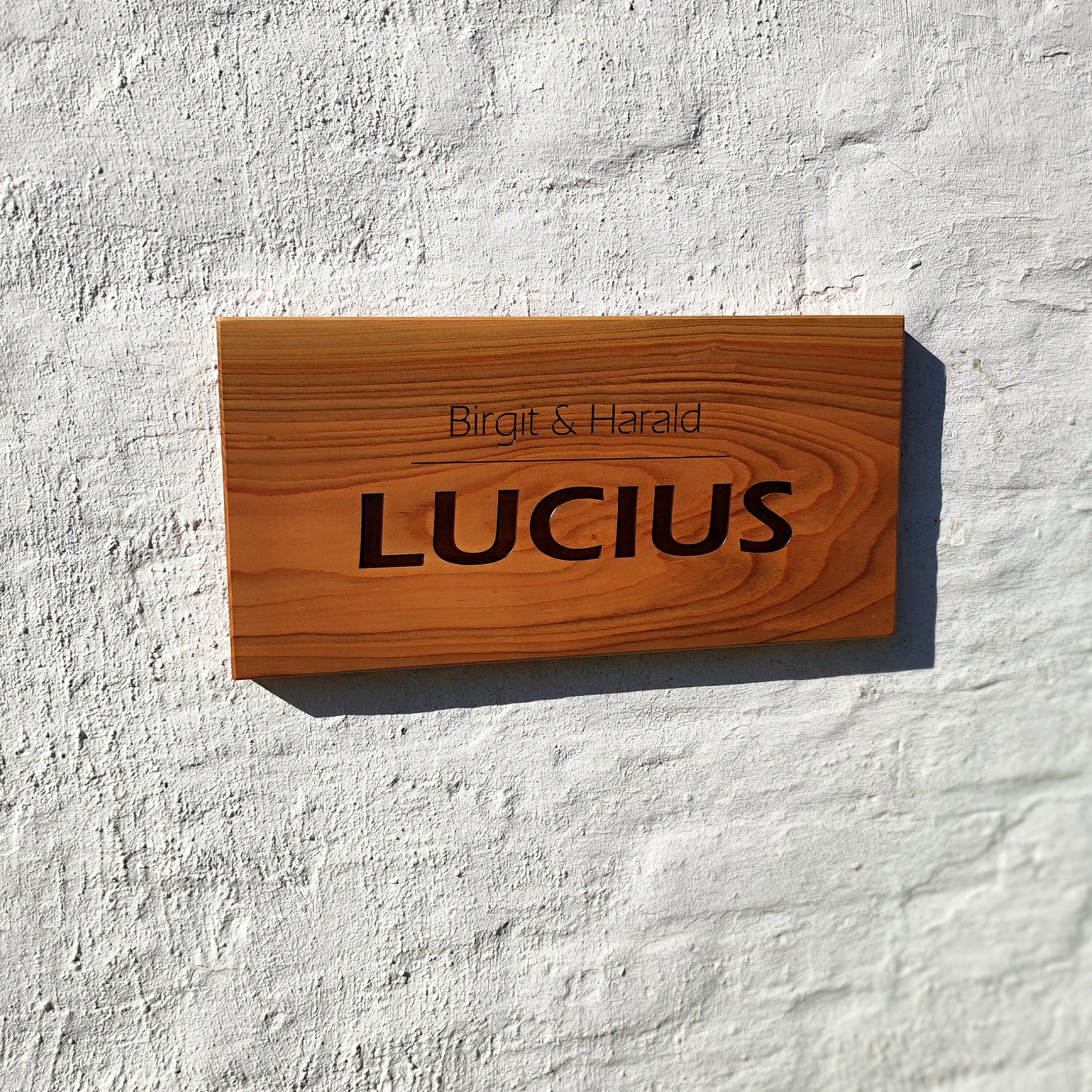 Haustürschild (40x20cm), Willkommen, Türschild personalisiert, Eingangsschild, Eiche  Kirsche Holzschild, Namensschild Haustür.