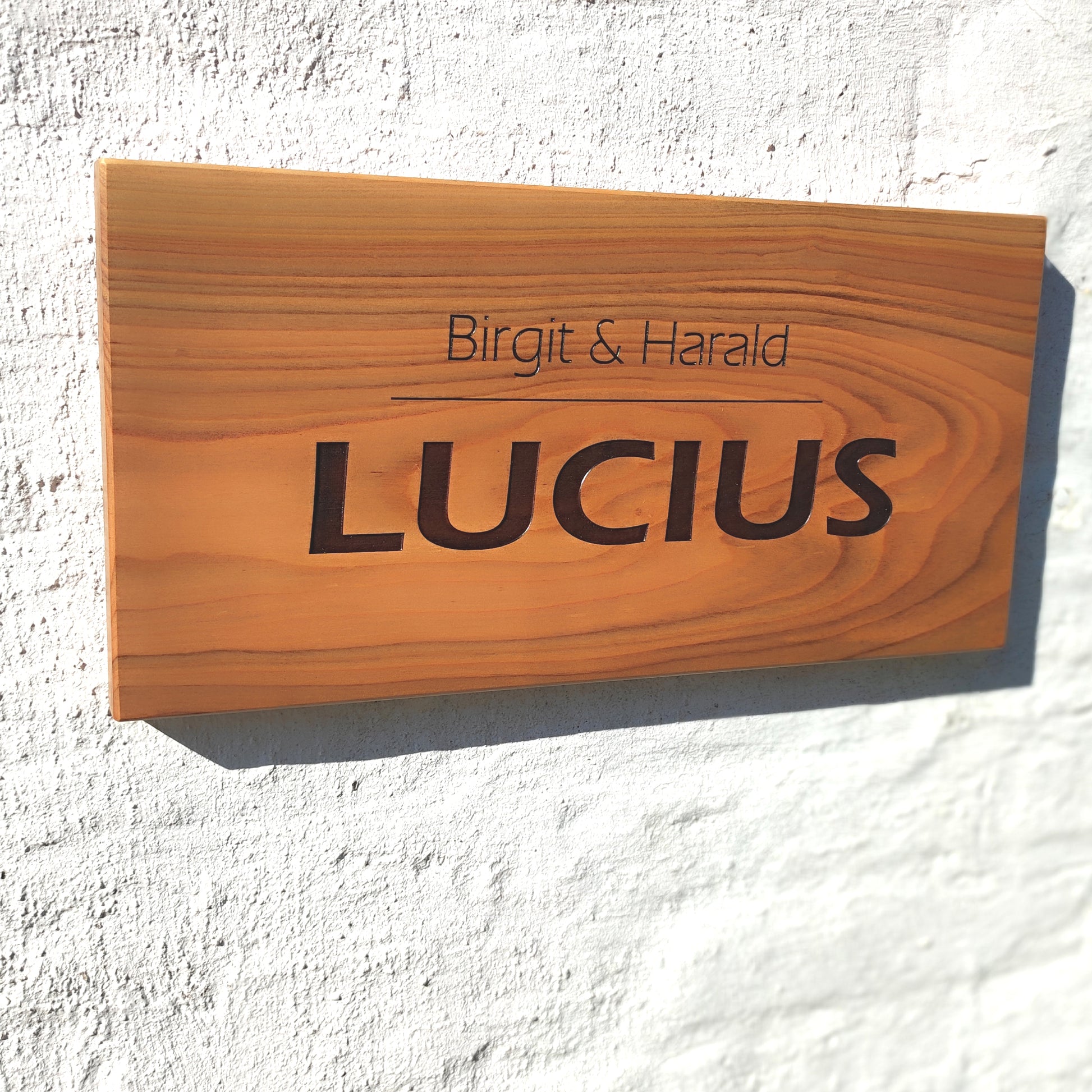 Haustürschild (40x20cm), Willkommen, Türschild personalisiert, Eingangsschild, Eiche  Kirsche Holzschild, Namensschild Haustür.