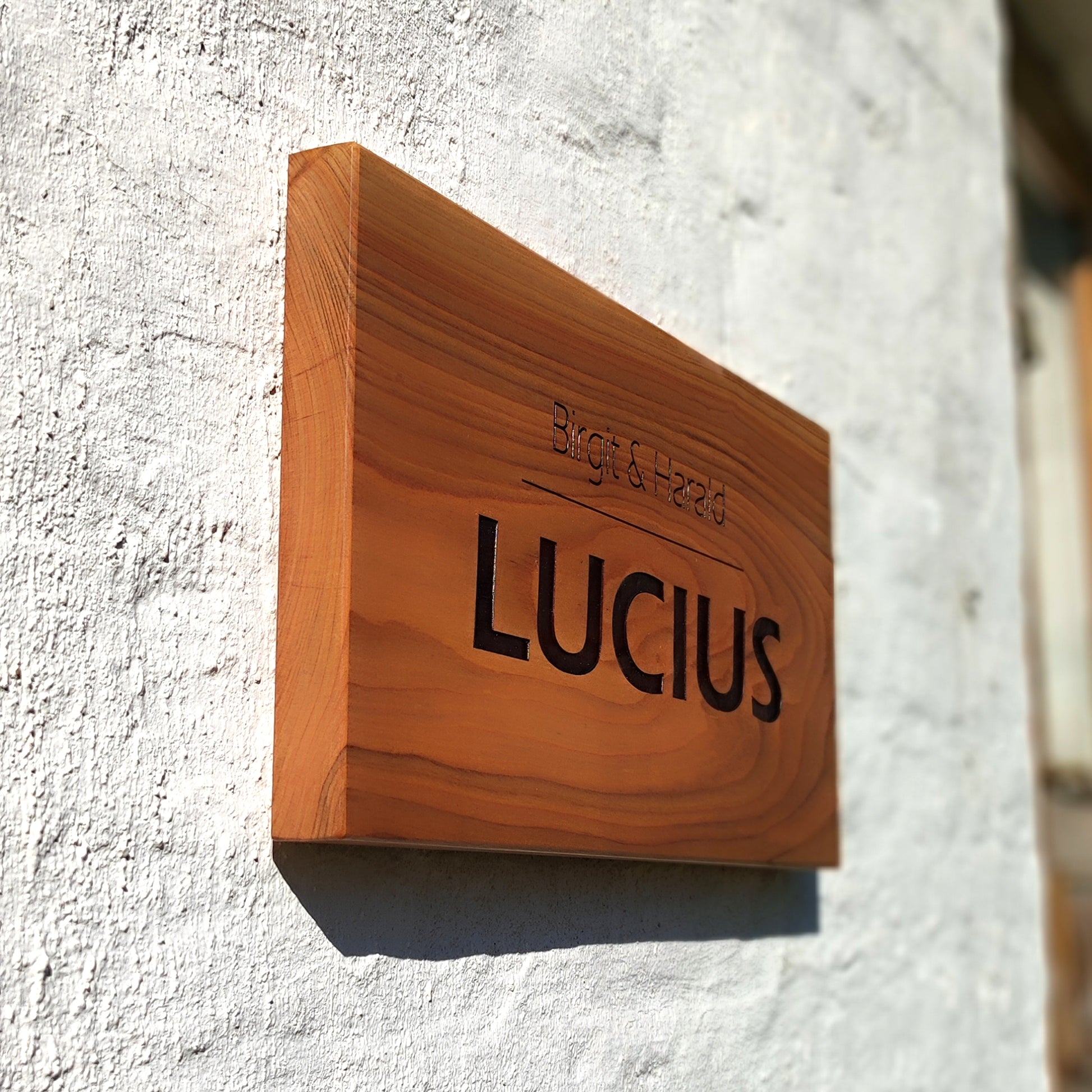 Haustürschild (40x20cm), Willkommen, Türschild personalisiert, Eingangsschild, Eiche  Kirsche Holzschild, Namensschild Haustür.