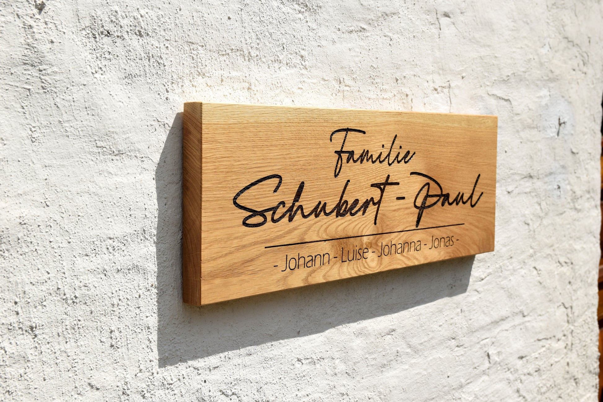 Eichenschild (57x20cm), Haustürschild, Willkommen, Türschild personalisiert, Eingangsschild, Eiche Holzschild, Namensschild Haustür.
