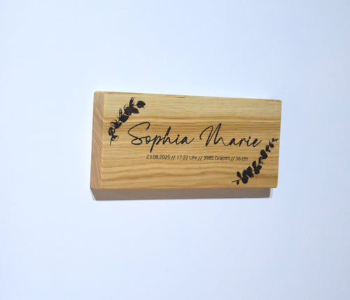 Eichenschild (30-40x12cm), Geburtsschild, Babyschild personalisiert, Geburtsgeschenk, Namensschild. (Kopie)