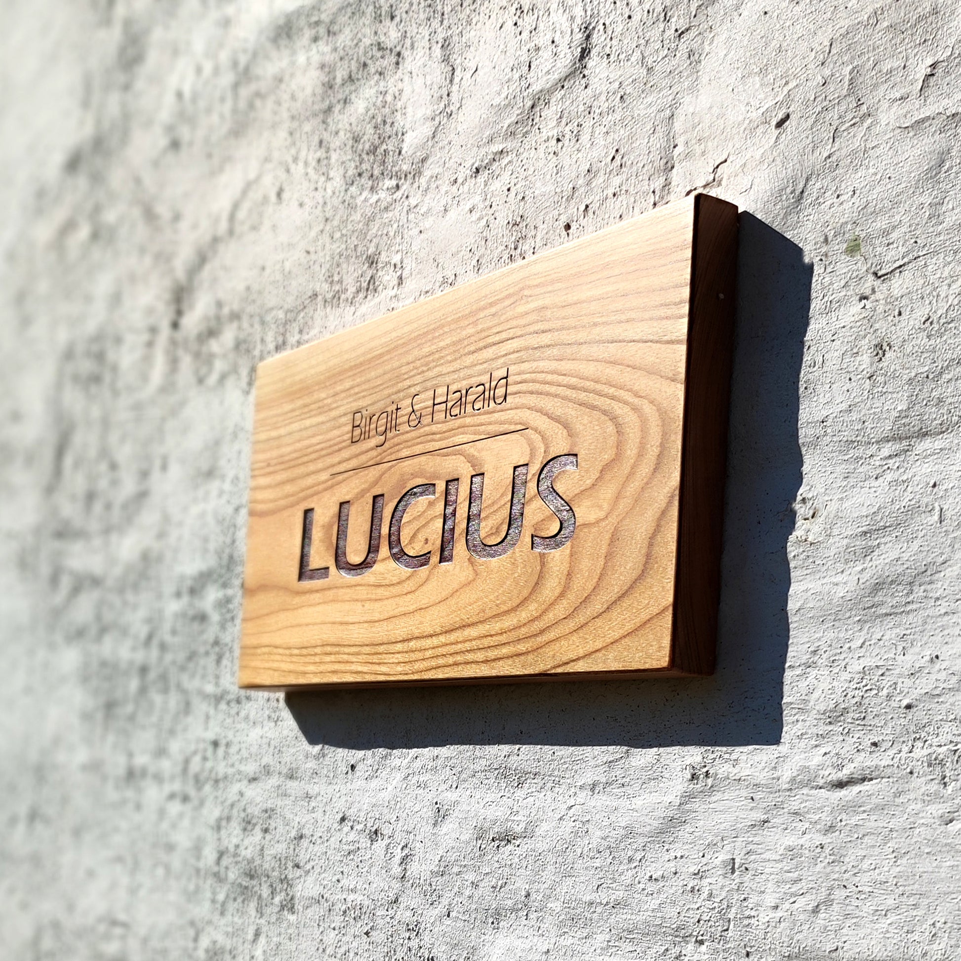 Haustürschild (40x20cm), Willkommen, Türschild personalisiert, Eingangsschild, Eiche  Kirsche Holzschild, Namensschild Haustür.