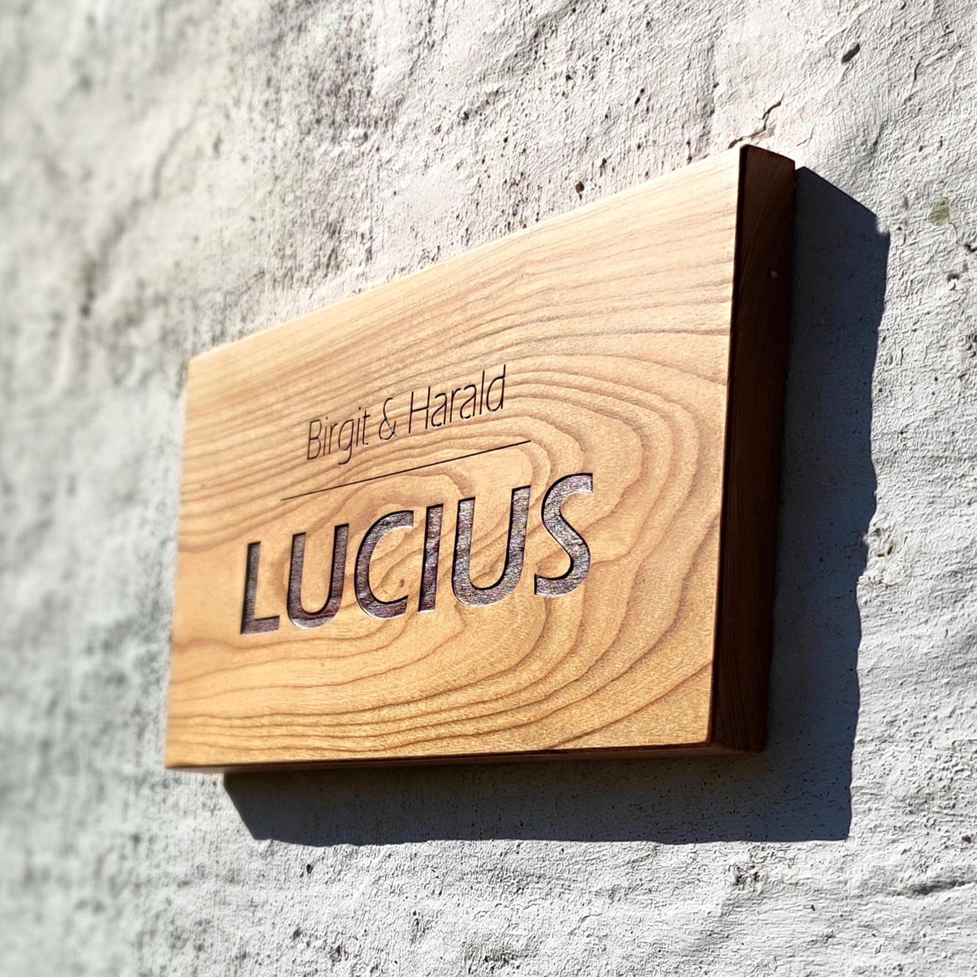 Haustürschild (40x20cm), Willkommen, Türschild personalisiert, Eingangsschild, Eiche  Kirsche Holzschild, Namensschild Haustür.